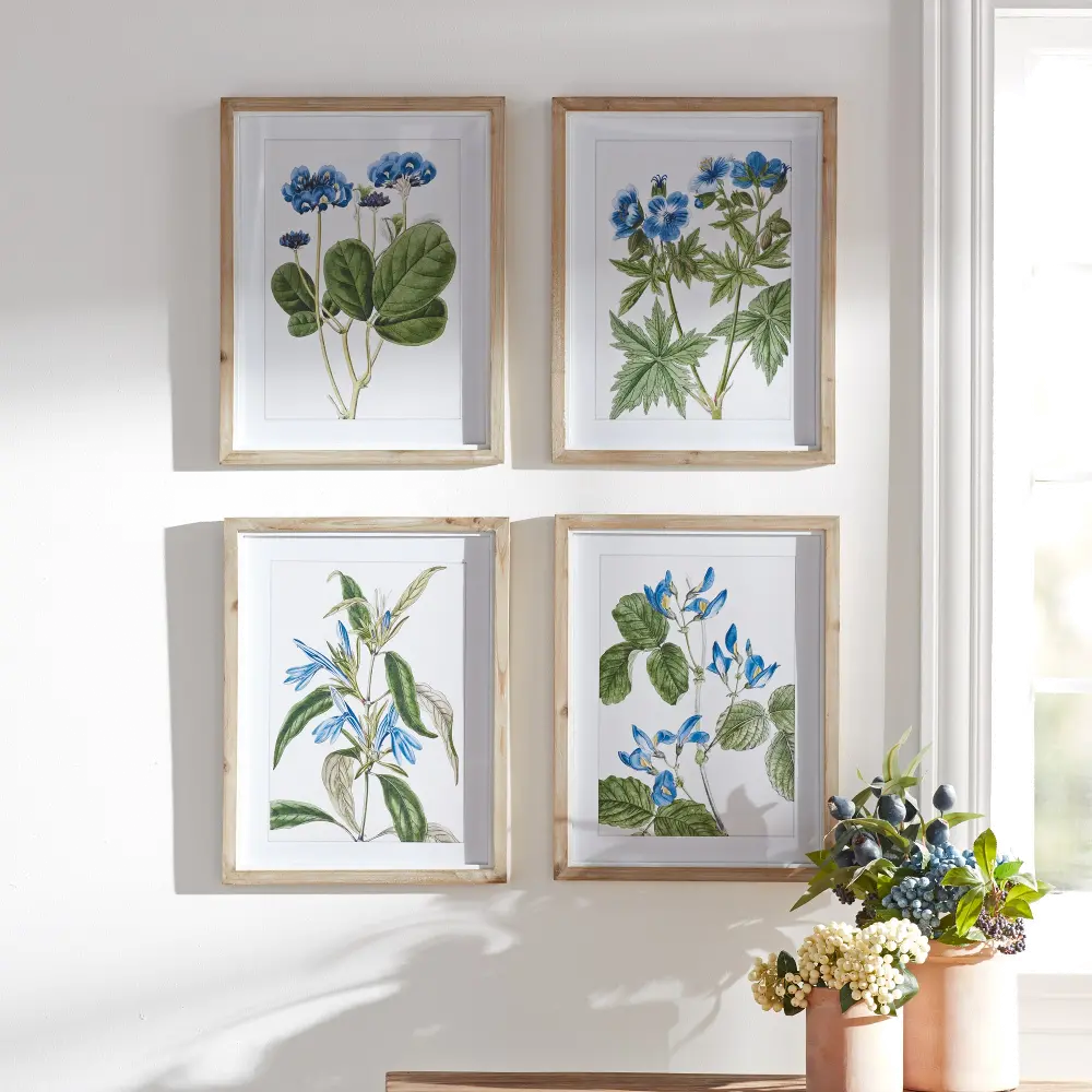 Assorted Framed Blue Floral Print-1