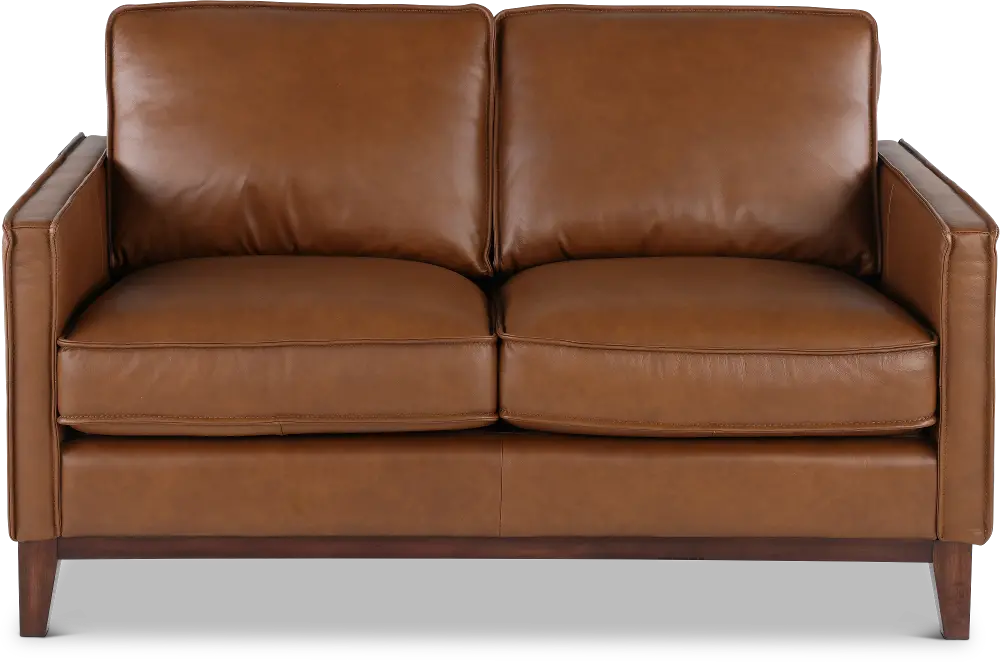 Weston Brown Leather Loveseat-1