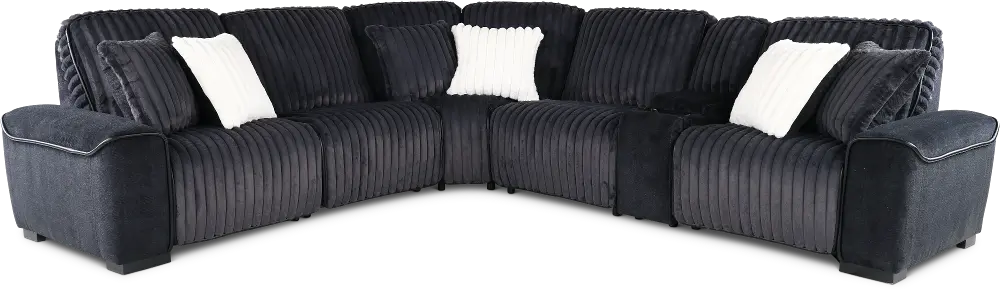 Furry Charcoal 6 Piece Power Reclining Sectional-1