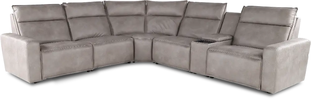 Teramo Silverston 6-Piece Power Reclining Sectional with Audio Console-1
