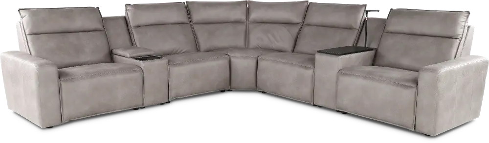 Teramo Silverston 7-Piece Power Reclining Sectional with Audio Console-1