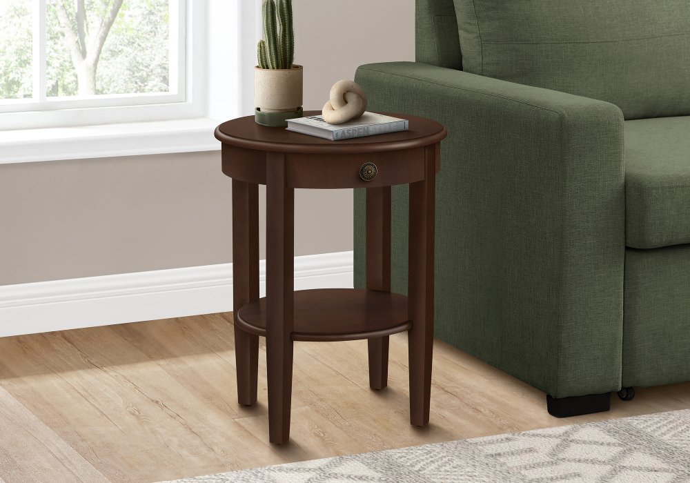 113529597 Espresso Brown Round Transitional Side Table sku 113529597