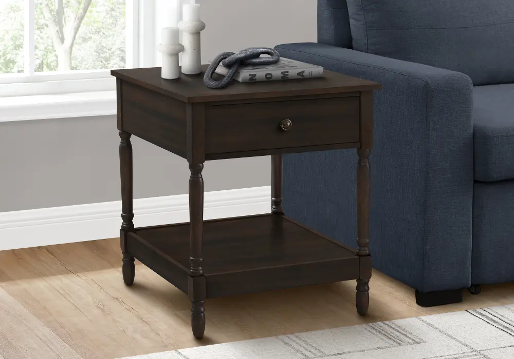 Walnut Brown Traditional Accent Table-2