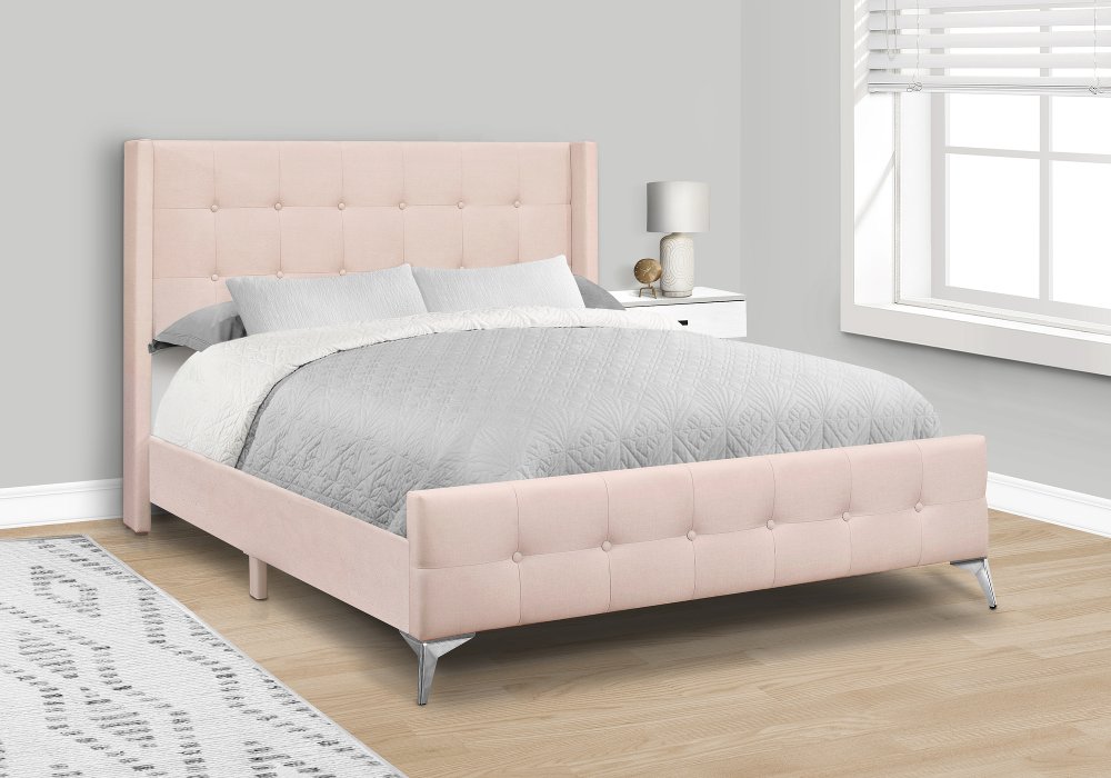 113529686 Pink Velvet Queen Upholstered Bed sku 113529686