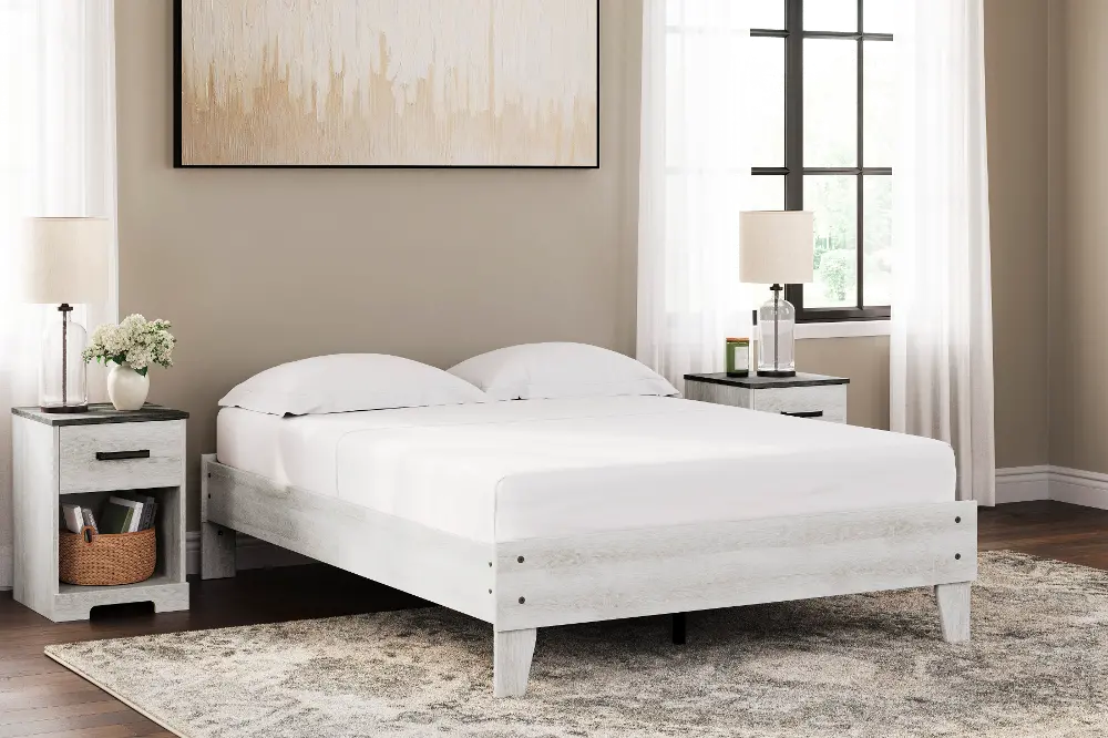 Sutton Whitewash Full Platform Bed-2