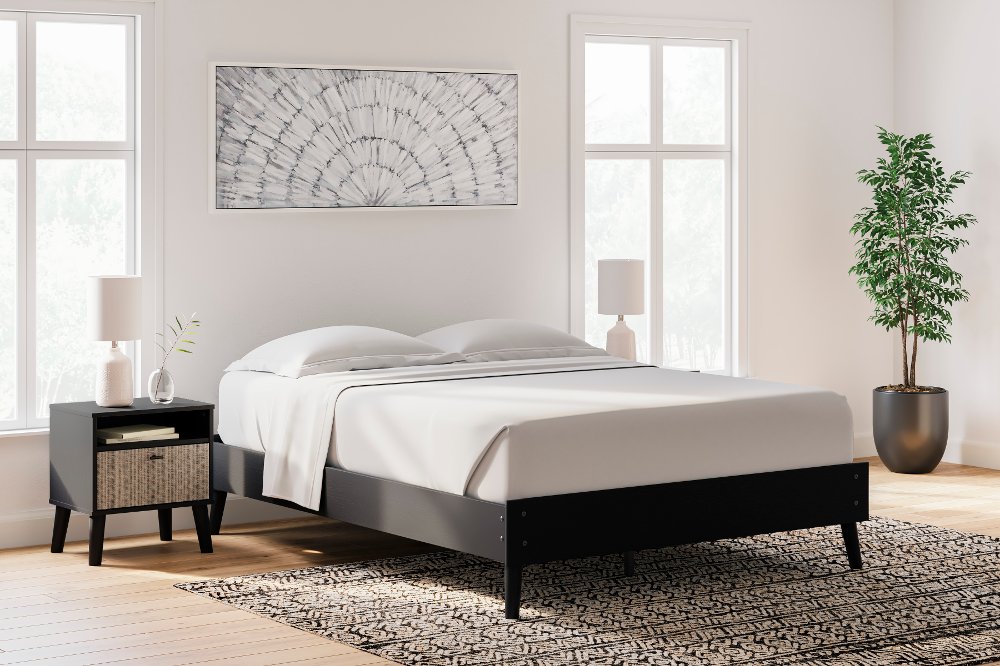 Burless Black Queen Platform Bed