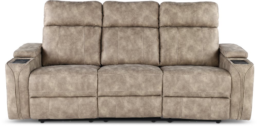 Ultron Beige Power Reclining Sofa