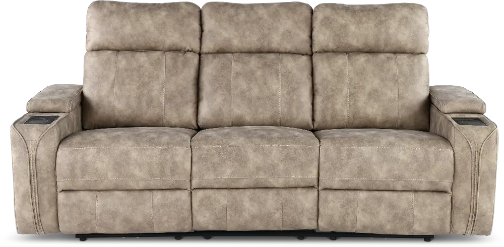 Ultron Beige Power Reclining Sofa-1