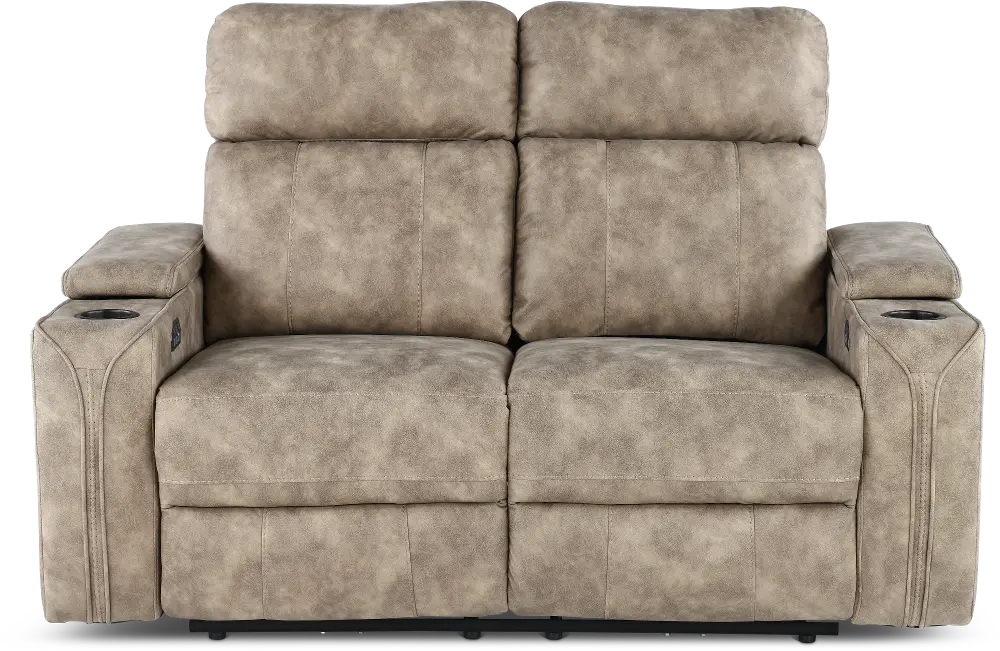 Ultron Beige Power Reclining Loveseat-1