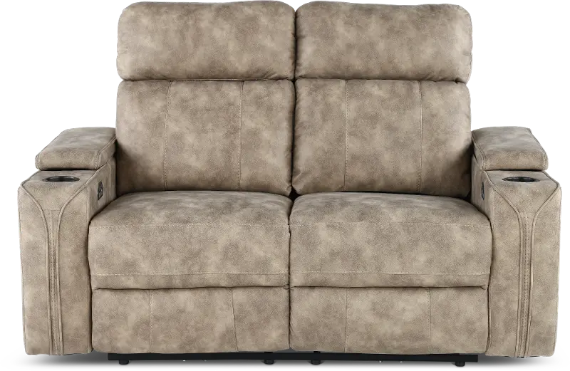 Ultron Beige Power Reclining Loveseat