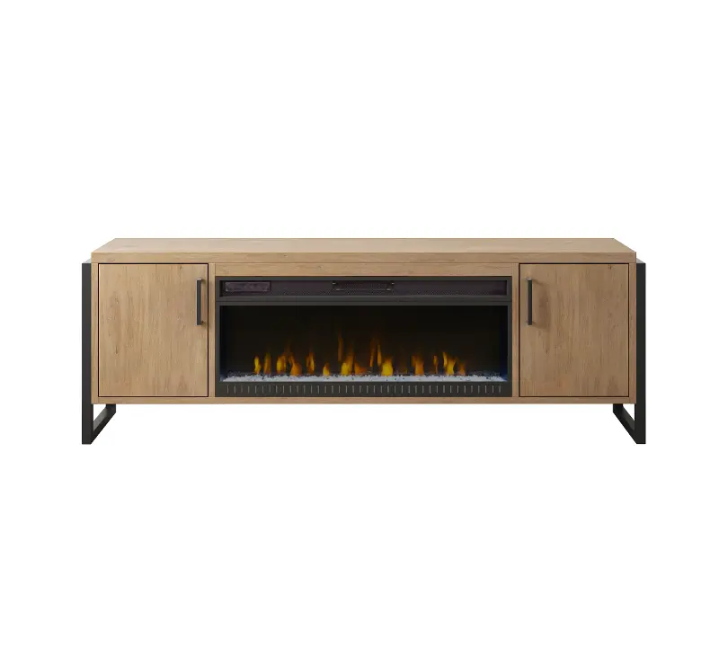 Mason Natural and Black Fireplace TV Console