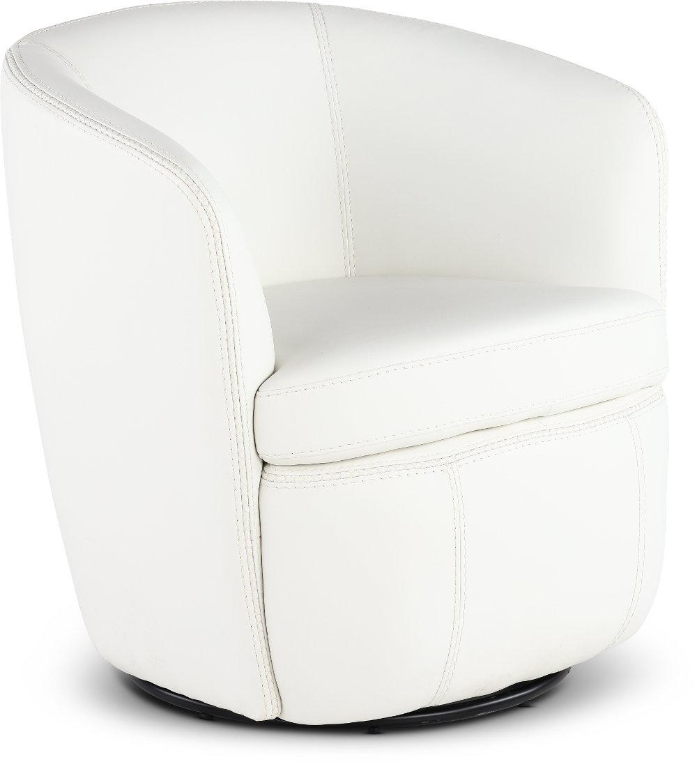 Barolo White Leather Swivel Club Chair
