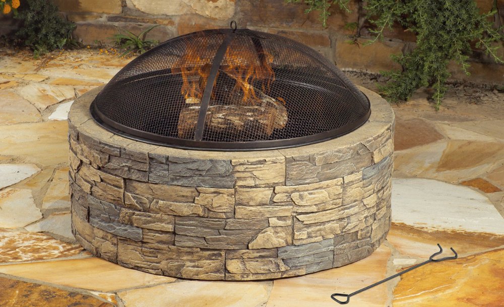 35 Inch Cast Stone Wood Burning Fire Pit