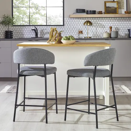 Alexis Charcoal Curved Back Counter Height Stool - Set of 2