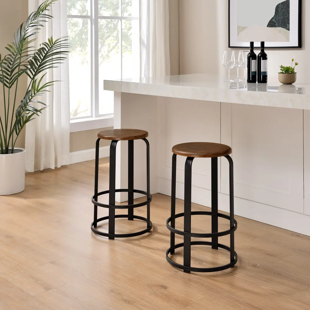 CLDK26BDCWS Colton 26  Metal and Wood Round Bar Stool-2