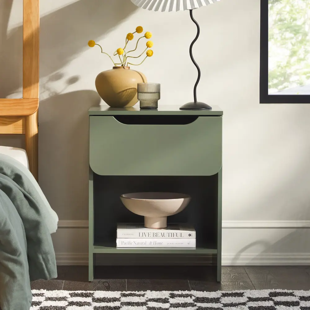 DOMB4CGRC Green Modern 1-Drawer Nightstand-1