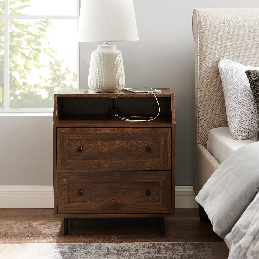 AF22WL2DRSTDW Welsh Walnut Open Top End Table with USB-2