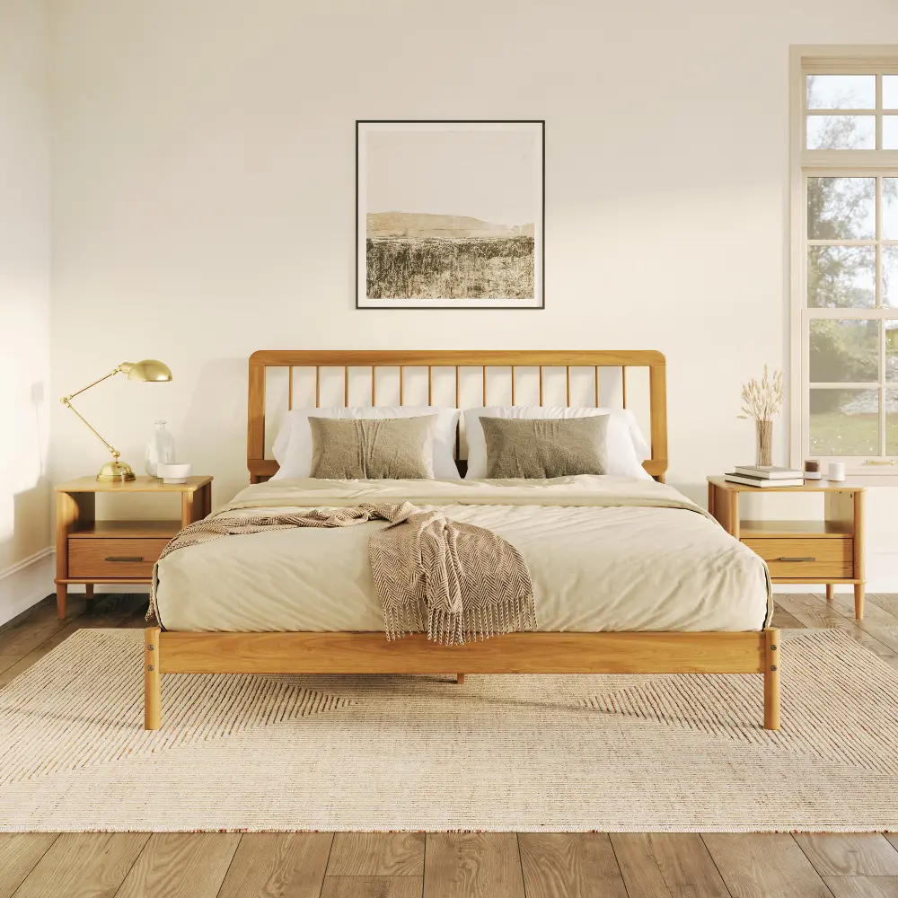 CMAB8BCA Cama Caramel Wood King Spindle Bed-2