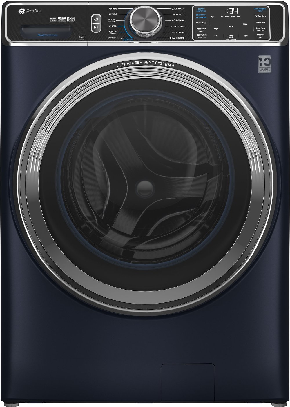 GE Profile 5.3 Cu Ft Smart Front Load Washer with Steam - Sapphire Blue