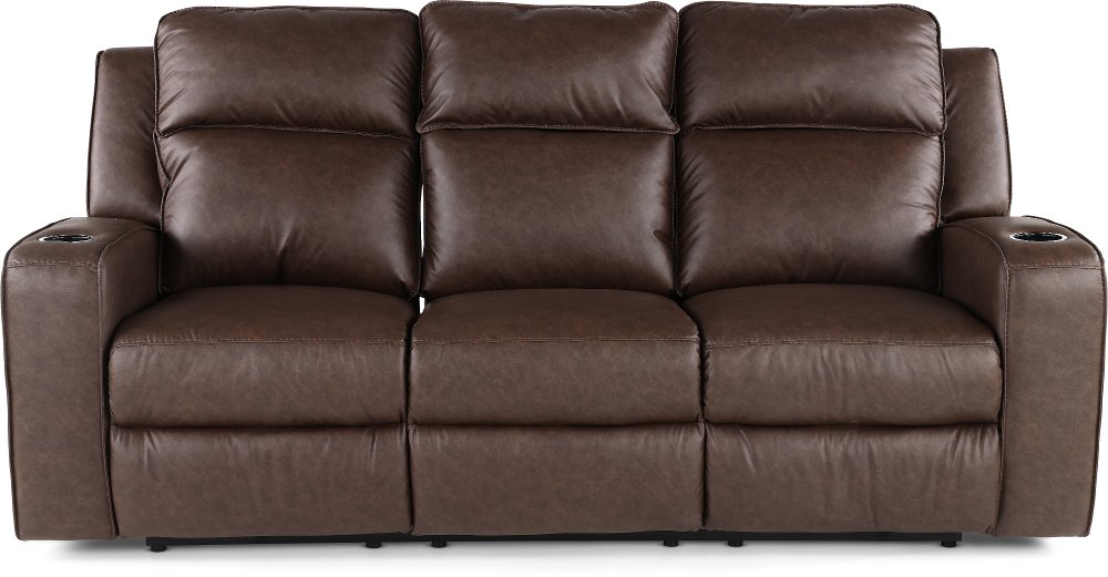 Lavenhorne Granite Dark Brown Reclining Sofa with Drop Down Table