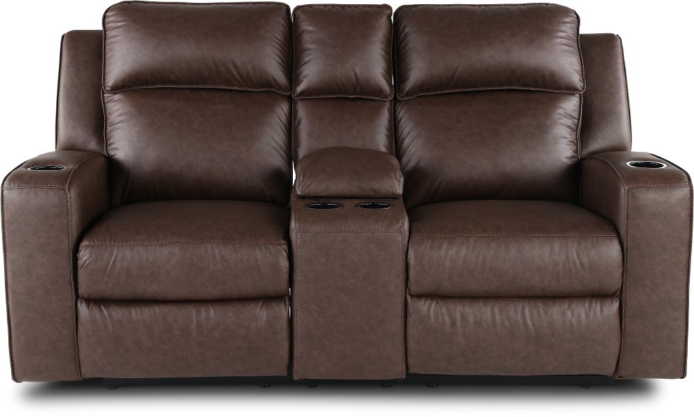 Lavenhorne Granite Dark Brown Reclining Loveseat with Center Console