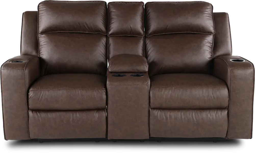 Lavenhorne Granite Dark Brown Reclining Loveseat with Center Console-1