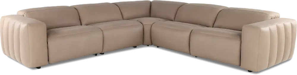 Marshmellow Cobblestone Leather 5 Piece Power Reclining Sectional-1