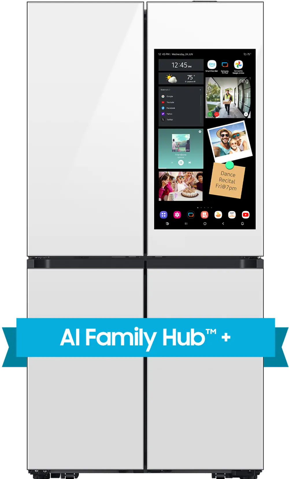 Samsung Bespoke 28.6 Cu Ft 4-Door Flex Refrigerator with AI Family Hub™+ - White Glass-1