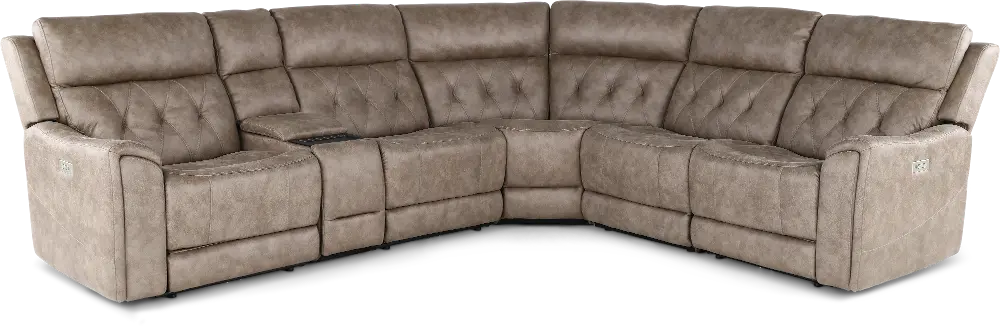 Anniston Fog Beige 6 Piece Power Reclining Sectional with Audio System-1