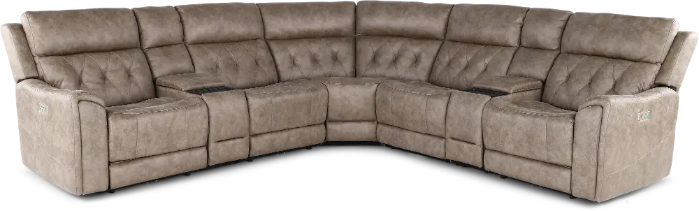 Anniston Fog Beige 7 Piece Power Reclining Sectional with Audio System-1