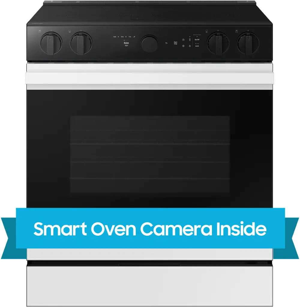 NSE6DB870012 Samsung Bespoke 6.3 Cu Ft Electric Range with Smart Oven Camera - White Glass-1