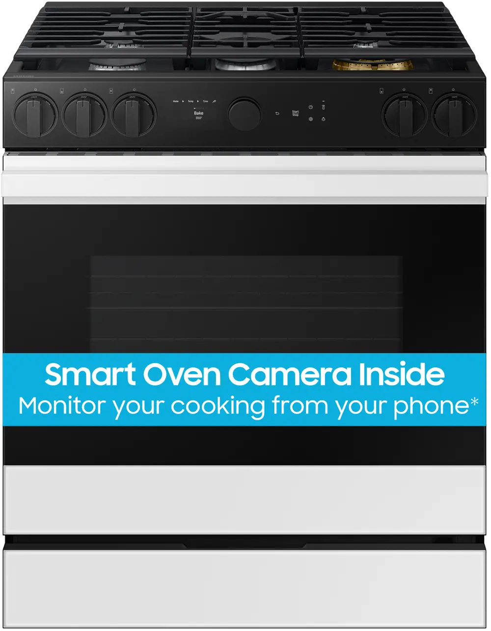 NSG6DB870012 Bespoke Smart 6.0 Cu Ft Gas Range with Smart Oven Camera - White Glass-1