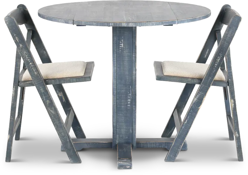 Beach Haven Blue 3 Piece Drop-Leaf Dining Set