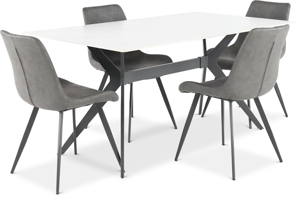 Brixley White and Dark Gray 5 Piece Dining Set-1