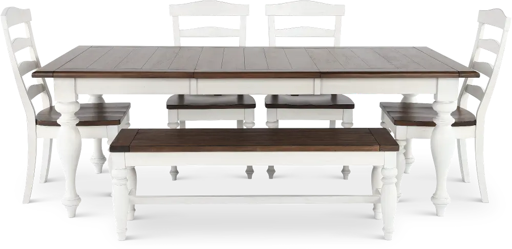 Pasadena White and Brown 6 Piece Dining Set-1