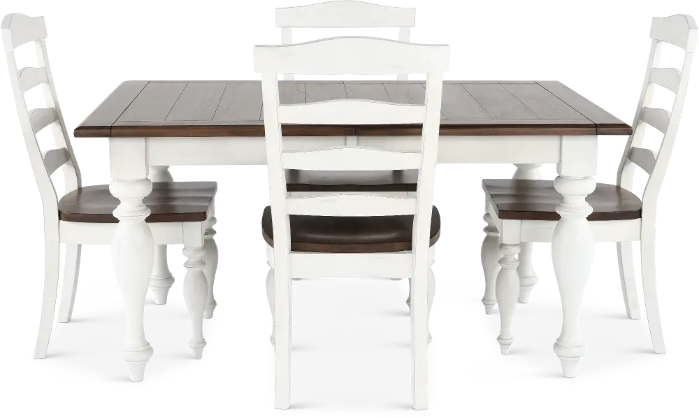 Pasadena White and Brown 5 Piece Dining Set-1