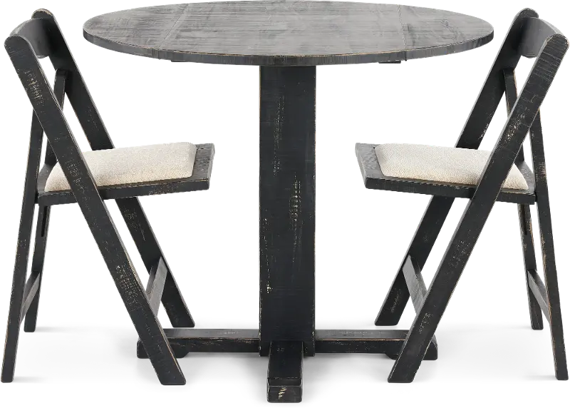 Beach Haven Black 3 Piece Drop-Leaf Dining Set