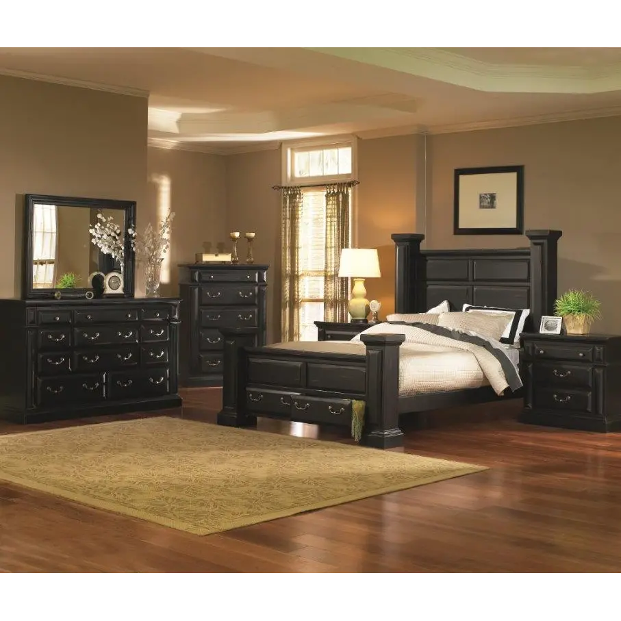 Classic Black 4 Piece Queen Bedroom Set - Torreon-1