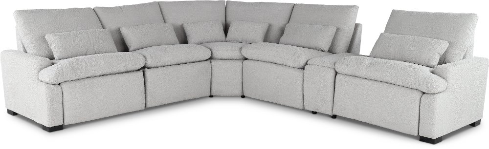 Plush Dolphin Light Gray 6 Piece Power Reclining Sectional