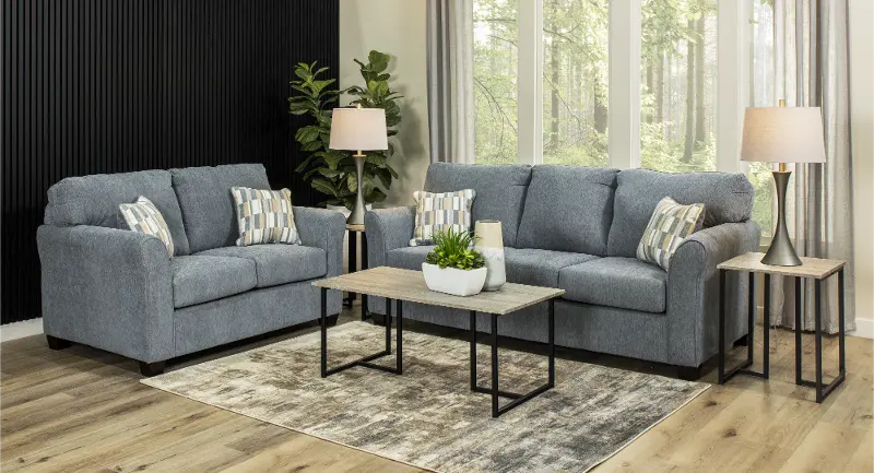 Wall St. Blue 7 Piece Living Room Set