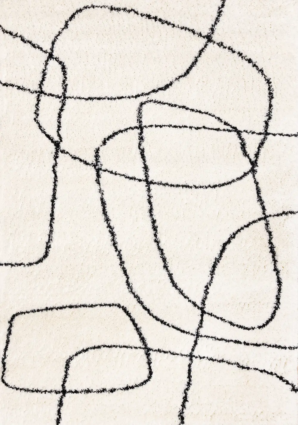 Pace 8 x 11 Abstract Cream and Black Area Rug-1