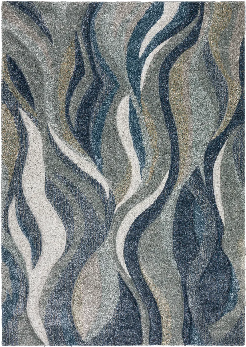 Carmona 8 x 10 Navy Waves Area Rug