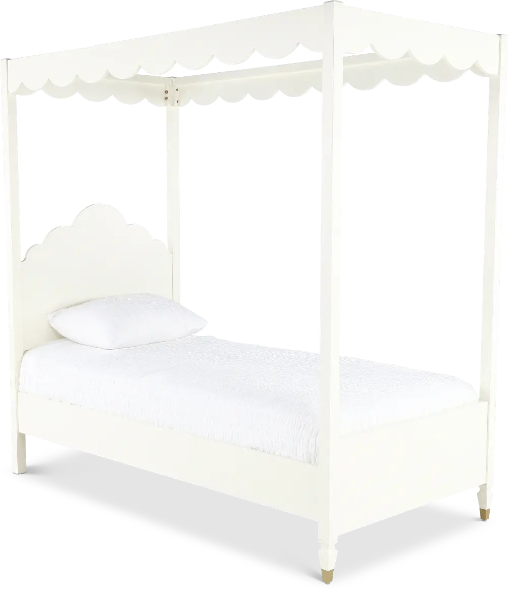 Olivia French White Twin Canopy Bed-1