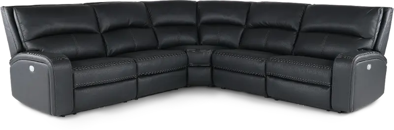 Star Black 5-Piece Power Reclining Sectional with Adjustable Headrests