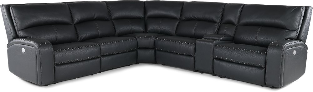 Star Black 6-Piece Power Reclining Sectional with Adjustable Headrests