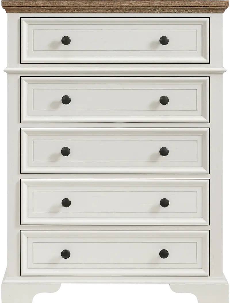 Easton White and Brown Chest of Drawers