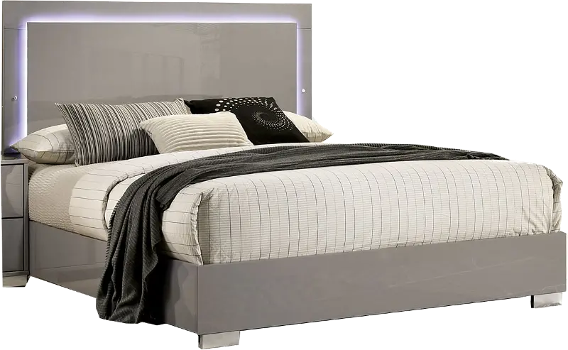 Sinistra Glossy Beige Queen Bed