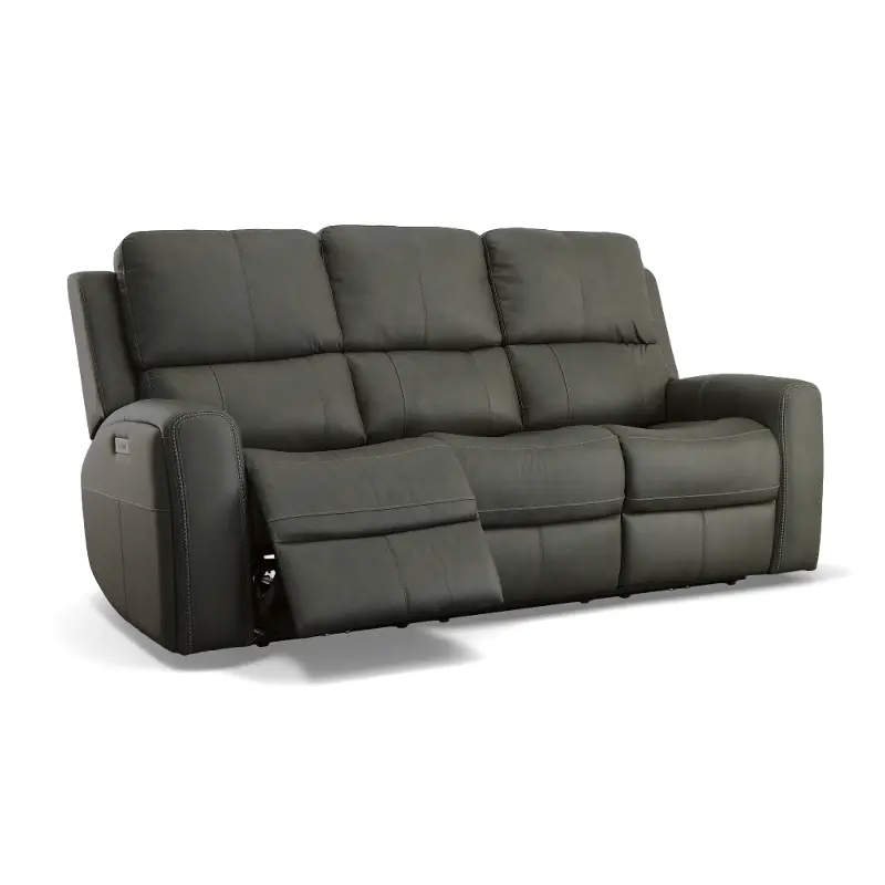 Linden Charcoal Power Reclining Sofa with Power Headrests
