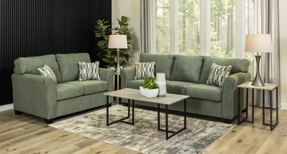 7PC/WALLST/EU/SLLTL Wall St. Green 7 Piece Living Room Set with Sofa Bed-1