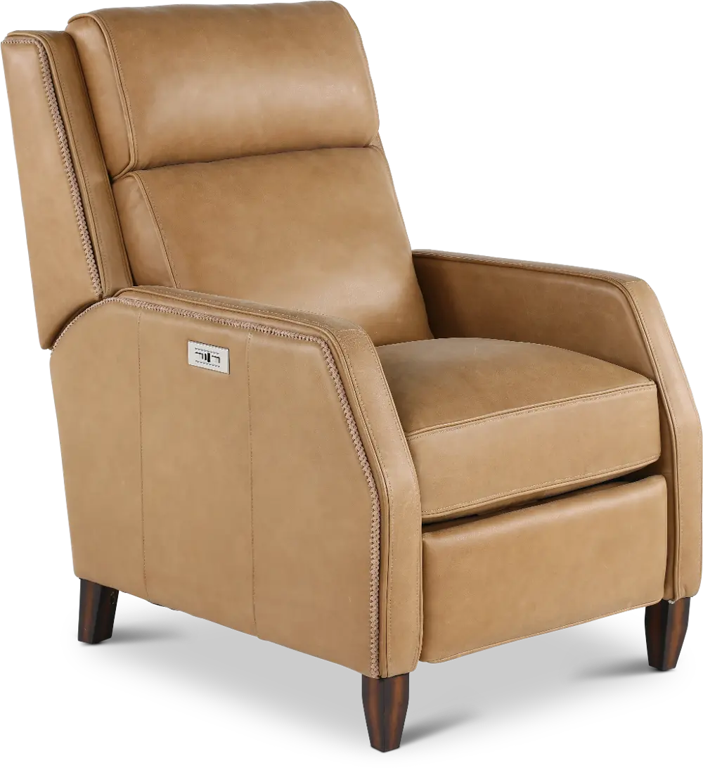 Bourbon Street Latte Light Brown Leather Power Recliner-1